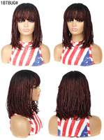 Wig rambut kepang sintetis dreadlocks pendek serat kimia warna campuran gaya Afrika untuk wanita