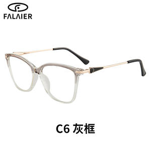 Gafas Falaier Cat Eye C5 con Montura Completa en Bloques de Color Rosa y Rojo, Lentes AC Anti Luz Azul para Mujer, Patillas Metálicas con Resorte - Product Image 4