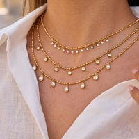 Nouveau Collier Pendentif Zircon Tendance 2026 Plaqué Or 18K PVD Acier Inoxydable Anti-ternissement Mode Femme