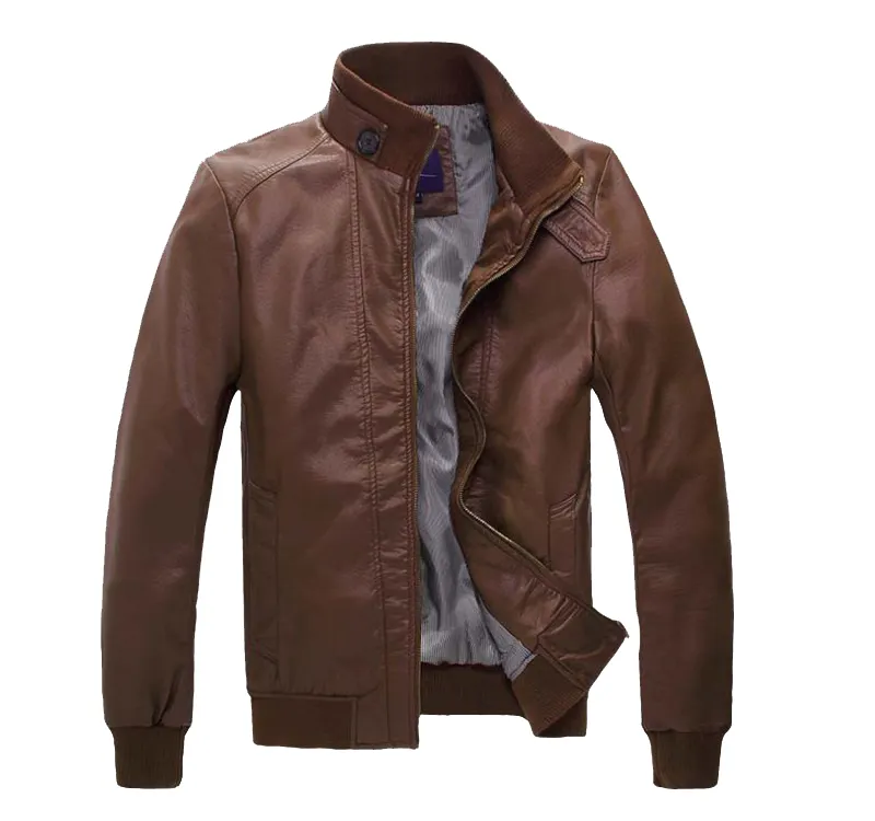 Men's leisure PU leather windbreaker jacket