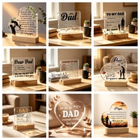 Cadeaux en acrylique personnalisés pour la fête des pères, cadeaux d'anniversaire pour papa, souvenirs en acrylique en forme de cœur, ornements décoratifs de bureau