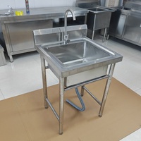 Évier de cuisine professionnel en acier inoxydable 201/304 à double bac pour restaurant, évier de lavage robuste avec compartiment de table et armoire intégrée