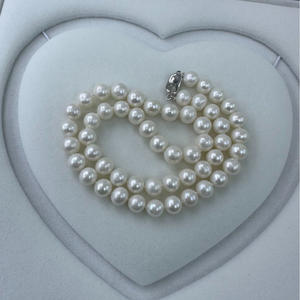 Collier Rétro Tendance pour Femme Wenchi, Perles d'Eau Douce Naturelles de 8-9mm, Presque Rondes et Légèrement Imperfectes, Nouveau Produit Chinois - Product Image 1