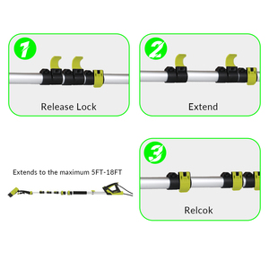 18インチソーラーパネルクリーニングブラシクリーニングキットアルミ伸縮窓クリーニングポール4エクステンションワンド付き - Product Image 2
