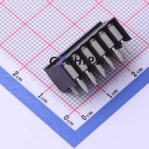 JL212R-35006B01 Spring Terminal Block Bent Lead Through Hole,P=3.5mm Connector 1x6P 3.5mm Black Right Angle Insert - Product Image 2