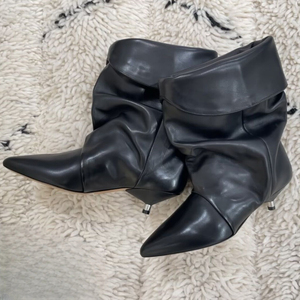 Botines de tacón bajo con pliegues y estampado de leopardo para mujer, estilo retro, botines cortos de tacón de aguja. - Product Image 4