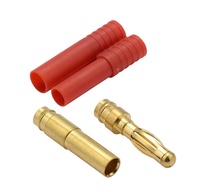 Connecteur banane personnalisé 2mm/3.5mm/4mm, réglable, gaine rouge, 25A, plaqué or cuivre, pour pièces de batterie RC