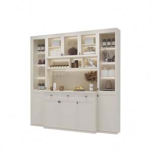 Armoire à vin Santopova moderne de luxe avec porte en verre et éclairage LED - Armoire de rangement multifonction pour bar à domicile pour le salon - Product Image 4