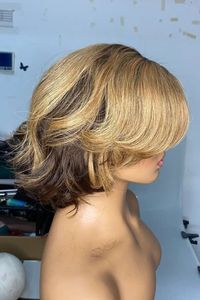 Parrucca P4/27 100% Capelli Umani, Parrucca Corta con Frontale in Pizzo Svizzero Senza Colla per Donne, Onda Naturale 12V 4-pin 30A 1 Pezzo - Product Image 6