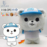 Boneka Beruang Teddy Lucu Desain Personal OEM Uyeah, Mainan Hewan Boneka Lembut Custom, Boneka Beruang Putih Kartun untuk Hadiah