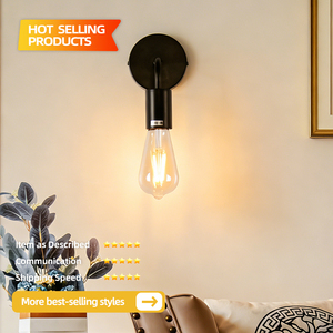 Lámparas de pared decorativas de estilo industrial moderno, color negro, construcción de hierro para iluminación de dormitorio, E27, luces de pared metálicas para apartamento - Product Image 2