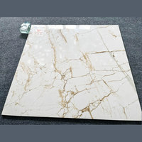Carrelage en Céramique Aspect Marbre Émaillé 60x60cm Veines Dorées Marbre Blanc pour Sol et Mur Intérieur Maison Meilleur Prix
