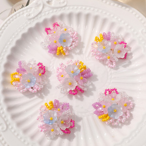 Bouquet de fleurs perlées, perles de fleurs en <span class=keywords><strong>verre</strong></span> soufflé faites <span class=keywords><strong>à</strong></span> la main, boucles d'oreilles perlées faites <span class=keywords><strong>à</strong></span> la main, pour un cadeau de la Saint-Valentin - Product Image 2