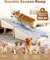 Escabeau et marchepieds pliables 2-en-1 gris antidérapants en bois pour petits chiens et chats âgés ou blessés