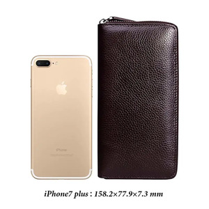 <span class=keywords><strong>Portefeuille</strong></span> en cuir PU avec blocage RFID, pochette, porte-cartes, porte-monnaie zippé, long, noir/marron pour homme - Product Image 5