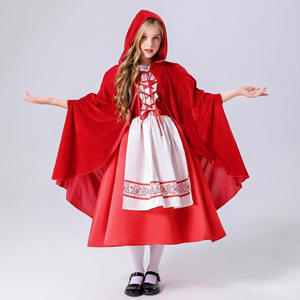 Vestido de encaje de estilo de niña suave de Lolita para espectáculo de escenario de lujo para niños con capa disfraz de Caperucita Roja - Product Image 3