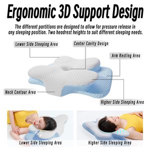 Oreiller cervical <span class=keywords><strong>pour</strong></span> le cou et les épaules, oreillers ergonomiques en mousse à mémoire <span class=keywords><strong>de</strong></span> forme <span class=keywords><strong>pour</strong></span> <span class=keywords><strong>dormir</strong></span> avec taie d'oreiller lavable - Product Image 3