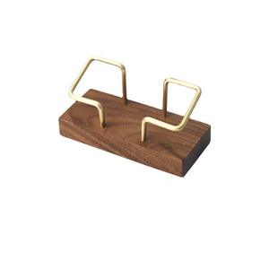 Visitenkartenhalter aus Massivholz Nussbaum Messing, Einlagiger Metall-Visitenkartenständer, Notizbox, Schreibtisch-Schubladenorganisator für das Wohnzimmer - Product Image 4