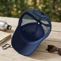 Gorra Trucker Azul de Malla Ajustable de 5 Paneles, Gorra de Béisbol Transpirable con Correa Trasera para Deportes al Aire Libre y Uso Casual