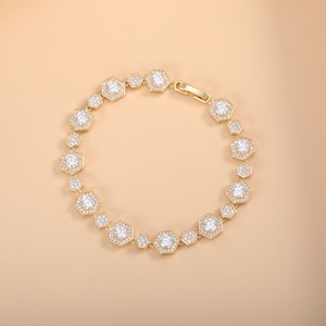 Hexagon Colorful <b>Crystal</b> <b>Bracelet</b> Zinc Alloy Bezel Setting Party Jewelry - Product Image 3