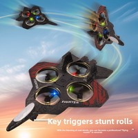 Offre Spéciale Avion de Chasse RC en Mousse EPT 2.4G 4 Canaux avec Lumières LED et Maintien d'Altitude, Facile à Piloter, Télécommandé, Idéal comme Cadeau
