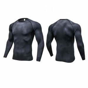 Unisex Custom Sublimation Printed Spandex/Nylon Sports Gym Shirts Running Long Sleeve Fitness <b>Compression</b> Base Layer Muscle Tops - Product Image 3