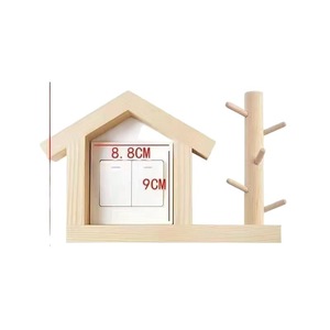 Cache-interrupteur mural en bois avec crochets porte-clés, décoration de salon, étagère de rangement, couleur naturelle, forme rectangulaire - Product Image 3