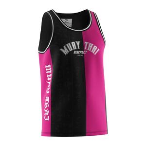 Uniforme de boxe thaïlandaise OEM en sublimation douce, t-shirt de boxe 100% polyester, gilet d'entraînement - Product Image 3
