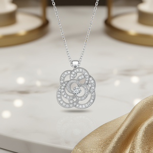 E3202 Ciondolo con diamante in argento, taglio rotondo brillante, colore G, diamanti naturali, gioielli classici da donna per l'uso quotidiano - Product Image 2