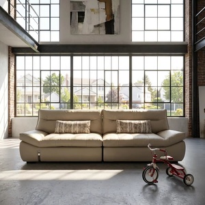 <span class=keywords><strong>Canapé</strong></span> moderne en similicuir <span class=keywords><strong>beige</strong></span>, <span class=keywords><strong>canapé</strong></span> 3 places de style mid-century pour salon, banquette en microfibre durable, facile à nettoyer - Product Image 4