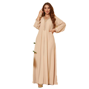 Vestido Abaya MAXI de Alta Calidad, Estilo Étnico con Encaje, Moda Musulmana de Oriente Medio, Estilo Casual del Sudeste Asiático, con Dobladillo Grande para Mujer - Product Image 1