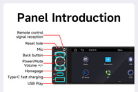 Radio para Auto Universal BQCC Carplay 1DIN, Pantalla Táctil de 6.28'', Reproductor Estéreo Multi-idioma, Reproductor de Video, USB, Bluetooth, Asistente de Reversa, Reproductor MP5