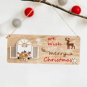 创意圣诞木门悬挂麋鹿雪花圣诞老人装饰吊坠圣诞树礼品批发