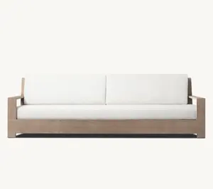 أريكة صوفا خشبية عميقة مخصصة للحدائق من المصنع BELVEDEREE لجميع الأجواء والأماكن الخارجية مزودة بوسادة تتسع لمقعدين