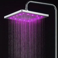 Pommeau de douche mural LED moderne à 7 couleurs changeantes sensibles à la température, effet pluie, pour salle de bain