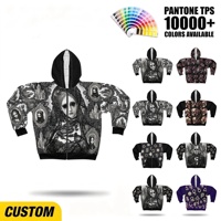 Sweat à capuche unisexe personnalisé en polyester par sublimation, motif château gothique, entièrement zippé, avec impression 3D intégrale, respirant, idéal pour le streetwear (ODM)
