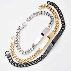Hot Sale Fashion 18K Gold Plated Plate Bracelet Gold Miami Cuban Link Chain Bracelets Hiphop Jewelry