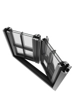 Porte battante en alliage d'aluminium noir avec verre trempé double couche, isolation phonique et thermique, styles et dimensions personnalisés disponibles