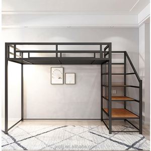 Lit superposé moderne réglable et pliable, taille King, pour adultes, utilisation scolaire ou en chambre, construction en fer et acier assemblée, avec escalier - Product Image 4