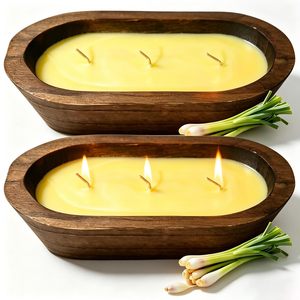 Handmade Beeswax Scented <b>Candle</b> in Wooden Jar Rectangular Minimalist Style Floral Plant Aromatherapy Home Decoration <b>3</b> <b>Wick</b> - Product Image 1