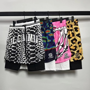 Shorts da spiaggia da <span class=keywords><strong>uomo</strong></span> Casual <span class=keywords><strong>2</strong></span>-<span class=keywords><strong>in</strong></span>-<span class=keywords><strong>1</strong></span> con stampa a sublimazione personalizzata Shorts da allenamento con Pattern a tinta unita antirughe - Product Image 2