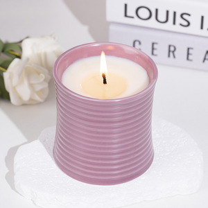 Custom Slim Waist Ceramic Cup Soy Wax <b>Candle</b> Smokeless Fresh Scent <b>Long</b> Lasting Home Aromatherapy Ornament - Product Image 3