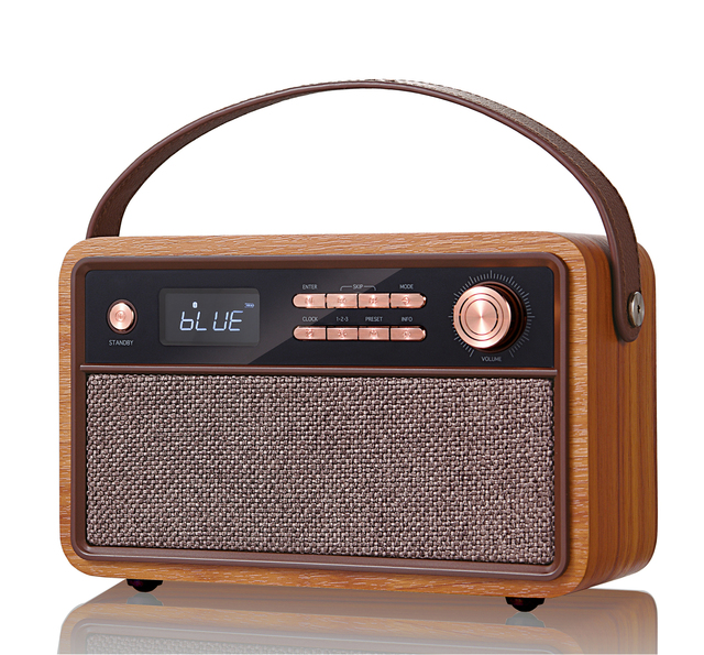 Retro Wooden Finish FM Radio BT Wireless Speaker D29 with Alarm Clock Sleep Timer Support USB/TF Playback Portable Design