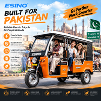 Nouveau modèle de tricycle électrique de type auto-rickshaw/tuk-tuk, 6 places à double rangée, pour le transport de passagers et le service de location de moteurs.