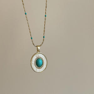 Fashion Jewelry New Style Women's Necklace Copper Encrusted with Zircon Round Pendant Party Decorations - Product Image 1