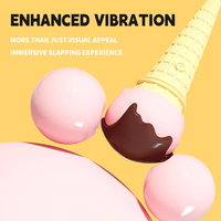 Vibrateur double extrémité en forme de cornet de crème glacée, 10 modes de vibration, silicone de qualité alimentaire, étanche IPX6, 144g, pour femmes, rose, OEM ODM, vente en gros