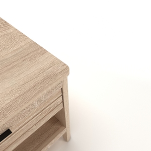 Table basse rectangulaire moderne avec tiroirs, étagère ouverte et façade à lattes - Product Image 3