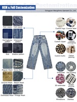 MZN Pantalon évasé pour femme personnalisé américain taille haute Baggy surdimensionné Cargo Jeans Y2K Vintage Washed Style Sexy 3D Made Denim