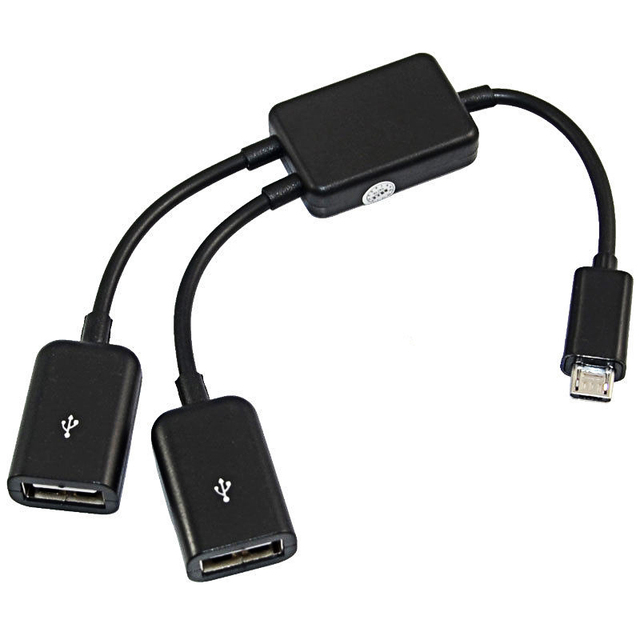 2 in 1 Micro USB OTG Cable Micro USB Male to Dual USB Female HUB Cable Adapter Converter Y Splitter for Tablet Android Phone