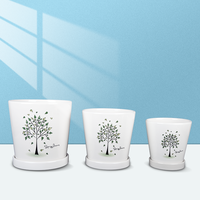 Ensemble de 3 pots en céramique d'art moderne nordique pour plantes de printemps